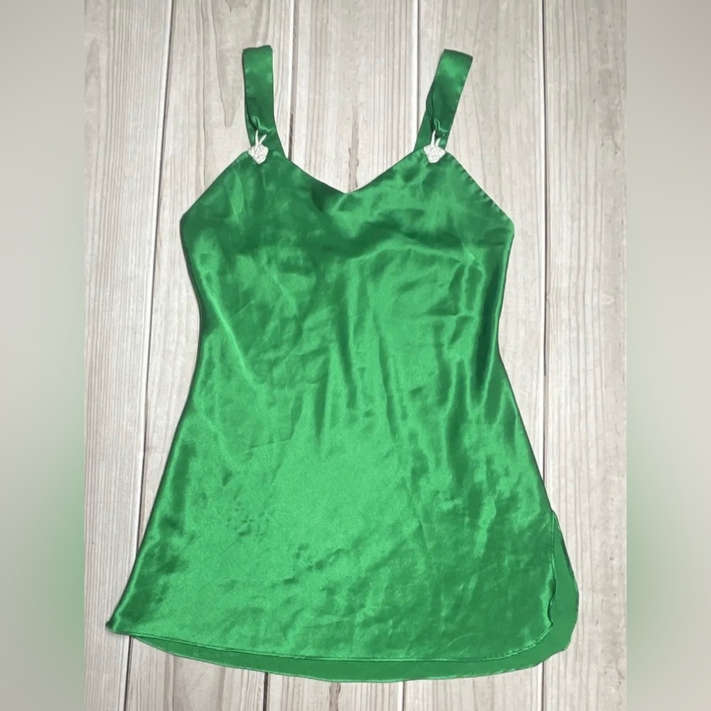 Val Mode Lingerie Size Medium Slip Dress Nightgown Nighty Green